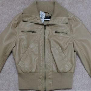 Beige Leather Jacket